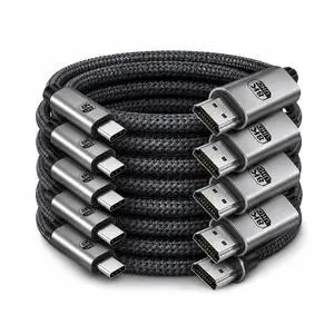 (5-Pack) USB C to HDMI Cable, - Thunderbolt 5, 4, 3 Compatible - USB 3.2 Type-C to HDMI 2.1 Cord 8K@60Hz, 4K, Compatible with MacBook, iPhone 15,16, 17, iPad Pro, iMac, Galaxy S24, S25, S26, 6ft. (5) (5-Pack) USB C to HDMI Cable, - Thunderbolt 5, 4, 3 Compatible - USB 3.2 Type-C to HDMI 2.1 Cord 8K@60Hz, 4K, Compatible with MacBook, iPhone 15,16, 17, iPad Pro, iMac, Galaxy S24, S25, S26, 6ft. (5)