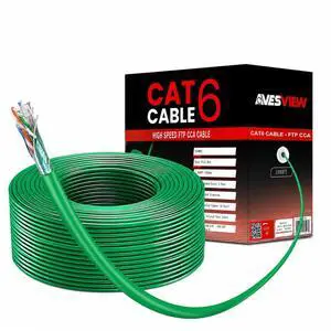 AvesView CAT6 Indoor 1000ft Shielded Ethernet Cable Easy Pull Box 10Gbps Cat 6 High-Speed Internet Cable Foiled Twisted Pair (FTP) Copper Clad Aluminum (CCA) 23AWG 550MHz Green AvesView CAT6 Indoor 1000ft Shielded Ethernet Cable Easy Pull Box 10Gbps Cat 6 High-Speed Internet Cable Foiled Twisted Pair (FTP) Copper Clad Aluminum (CCA) 23AWG 550MHz Green
