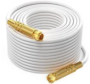 Maximm RG6 COAXIAL Cable - Quad Shielded, 200ft / White Non-Oxygen Copper Cable Wire for TV, Internet & More - Flexible Coax Cable Cord Maximm RG6 COAXIAL Cable - Quad Shielded, 200ft / White Non-Oxygen Copper Cable Wire for TV, Internet & More - Flexible Coax Cable Cord
