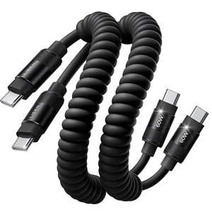 LISEN Coiled USB C to USB C Cable 2 Pack 60W Android Auto Cable LISEN Coiled USB C to USB C Cable 2 Pack 60W Android Auto Cable