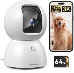CINMOORE Smart 3K Indoor Dome Security Camera with AI Human/Pet/Facial Detection, 360 Pan-Tilt Coverage, 2-Way Audio, 2.4GHz 5GHz Dual-Band Wi-Fi - Includes 64GB SD Card & No Subscription Needed CINMOORE Smart 3K Indoor Dome Security Camera with AI Human/Pet/Facial Detection, 360 Pan-Tilt Coverage, 2-Way Audio, 2.4GHz 5GHz Dual-Band Wi-Fi - Includes 64GB SD Card & No Subscription Needed
