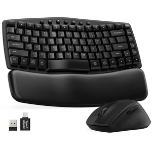 SABLUTE Wireless Ergonomic Keyboard and Mouse Combo, Wave Key Layout, Black SABLUTE Wireless Ergonomic Keyboard and Mouse Combo, Wave Key Layout, Black