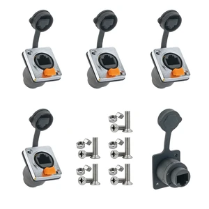 DvnJok 5-Pack RJ45 D-Type Panel Mount Ethernet Coupler, Female to Female Straight Through, Cat6/Cat5e/Cat5 Compatible with Dust Cover and Mounting Hardware (5-Pack Silver & Orange) DvnJok 5-Pack RJ45 D-Type Panel Mount Ethernet Coupler, Female to Female Straight Through, Cat6/Cat5e/Cat5 Compatible with Dust Cover and Mounting Hardware (5-Pack Silver & Orange)
