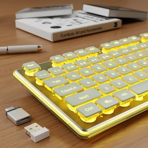 Wireless Keyboard with Warm Backlit, Quiet, Rechargeable, 2.4GHz, Green Wireless Keyboard with Warm Backlit, Quiet, Rechargeable, 2.4GHz, Green