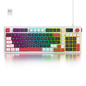Ussixchare 96% Wireless Keyboard, Cute Creamy Keyboard with Number Pad, RGB Backlit BT5.0/2.4GHz/Wired Knob Control for Win Mac(Black) Ussixchare 96% Wireless Keyboard, Cute Creamy Keyboard with Number Pad, RGB Backlit BT5.0/2.4GHz/Wired Knob Control for Win Mac(Black)