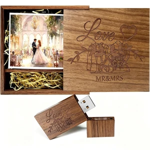 TATMOHIK Wooden USB Flash Drive 32GB USB3.0 Wedding Flash Drive with Box TATMOHIK Wooden USB Flash Drive 32GB USB3.0 Wedding Flash Drive with Box