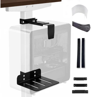 DEHAGLOBAL Clamp Mount Under Desk Pc Mount, Adjustable Height and Width No Drilling 50 lb Capacity with Non-Slip Pads & Cable Organizer for Standing Desk (Black, 75mmx45mm) DEHAGLOBAL Clamp Mount Under Desk Pc Mount, Adjustable Height and Width No Drilling 50 lb Capacity with Non-Slip Pads & Cable Organizer for Standing Desk (Black, 75mmx45mm)