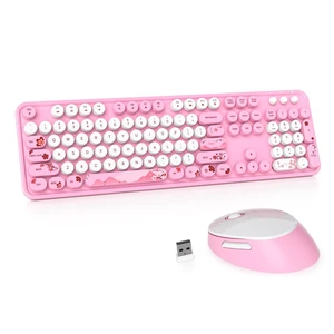 iRoboosta Pink Keyboard and Mouse Wireless, 2.4GHz Cute Typewriter Keyboard with Round Keycaps, Full Size Colorful Key Board with Number Pad, Home and Office Aesthetic Keyboards (Cute Pink) iRoboosta Pink Keyboard and Mouse Wireless, 2.4GHz Cute Typewriter Keyboard with Round Keycaps, Full Size Colorful Key Board with Number Pad, Home and Office Aesthetic Keyboards (Cute Pink)