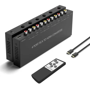 Y.D.F 4 Port RCA to HDMI Converter 4 Way RCA Composite CVBS AV Switch to HDMI Converter Adapter Support 4:3/16:9 Switching, for Sega Xbox PS1 PS2 PS3 N64 NGC SNES WII VHS VCR Camera DVD Y.D.F 4 Port RCA to HDMI Converter 4 Way RCA Composite CVBS AV Switch to HDMI Converter Adapter Support 4:3/16:9 Switching, for Sega Xbox PS1 PS2 PS3 N64 NGC SNES WII VHS VCR Camera DVD