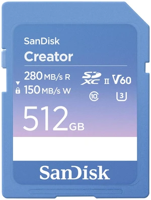 SANDISK 512GB Creator SD UHS-II Card, Read speeds up to 280MB/s, for DSLR and Mirrorless Cameras, 4K UHD, 6K Video, V60, 1 Month of Adobe Creative Cloud Included - SDSDXEP-512G-GNCIS SANDISK 512GB Creator SD UHS-II Card, Read speeds up to 280MB/s, for DSLR and Mirrorless Cameras, 4K UHD, 6K Video, V60, 1 Month of Adobe Creative Cloud Included - SDSDXEP-512G-GNCIS