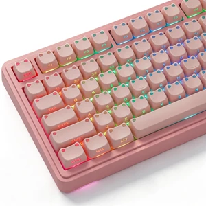 Pink Keycaps - Shine Through PBT Keycaps,113 Keys Side Print Cat Keycaps Pink Keycaps - Shine Through PBT Keycaps,113 Keys Side Print Cat Keycaps