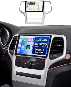 4+128G Radio for Jeep Grand Cherokee 2010-2013, 9" 1280 * 720 Touch Screen for Grand Cherokee Bluetooth Radio with Wireless CarPlay, 5GHz WiFi, Bluetooth 5.0, EQ, GPS Navigation, Backup Camera 4+128G Radio for Jeep Grand Cherokee 2010-2013, 9" 1280 * 720 Touch Screen for Grand Cherokee Bluetooth Radio with Wireless CarPlay, 5GHz WiFi, Bluetooth 5.0, EQ, GPS Navigation, Backup Camera