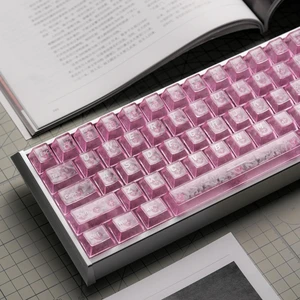 GEKUCAP Pink Carbon Fiber Top Printed Translucent PC Keycaps GEKUCAP Pink Carbon Fiber Top Printed Translucent PC Keycaps