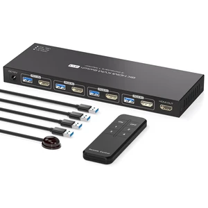 PVBCTCSID 8K HDMI KVM Switch 4 Computers 1 Monitor 4K144Hz EDID 4 Port KVM for 4 PC Sharing 1 Monitor and 4 USB 3.0 Devices with Controller Gray PVBCTCSID 8K HDMI KVM Switch 4 Computers 1 Monitor 4K144Hz EDID 4 Port KVM for 4 PC Sharing 1 Monitor and 4 USB 3.0 Devices with Controller Gray