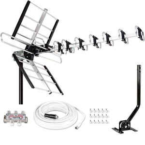 Five Star Outdoor HDTV Antenna up to 200 Mile Long Range, Attic or Roof Mount TV Antenna, Long Range Digital OTA Antenna for 4K 1080P VHF UHF Supports 4 TVs Installation Kit & J Mount Five Star Outdoor HDTV Antenna up to 200 Mile Long Range, Attic or Roof Mount TV Antenna, Long Range Digital OTA Antenna for 4K 1080P VHF UHF Supports 4 TVs Installation Kit & J Mount