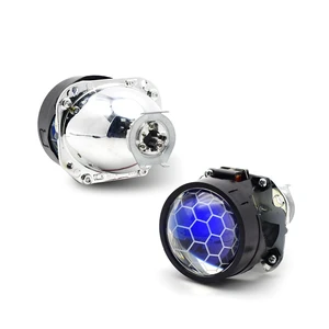 YUFANYA 2.5 Inch Blue Honeycomb Bixenon Projector Lens Mini H1 Car with Red Devil Eyes Fit for H4 H7 Car Motorcycle Retrofit YUFANYA 2.5 Inch Blue Honeycomb Bixenon Projector Lens Mini H1 Car with Red Devil Eyes Fit for H4 H7 Car Motorcycle Retrofit