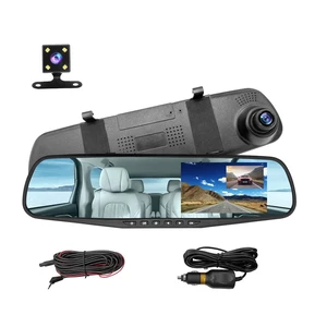 Mirror Dash Cam for Car, 4.3" Backup Smart Rearview Mirror Camera, Waterproof HD 1080P Front and Rear Wide Angle, Support Dual Cameras, Night Vision, Parking Assistance & Loop Record Mirror Dash Cam for Car, 4.3" Backup Smart Rearview Mirror Camera, Waterproof HD 1080P Front and Rear Wide Angle, Support Dual Cameras, Night Vision, Parking Assistance & Loop Record
