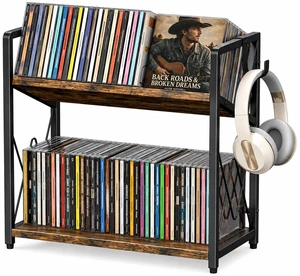 CD Storage Rack, 2-Tier CD Holder, DVD Shelf Holds up to 80 CDs or 56 DVDs CD Storage Rack, 2-Tier CD Holder, DVD Shelf Holds up to 80 CDs or 56 DVDs