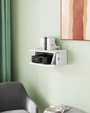 AREAJD Projector Wall Mount Shelf - Floating Shelf with Holder, White AREAJD Projector Wall Mount Shelf - Floating Shelf with Holder, White