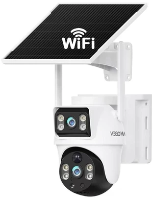 Solar WiFi Security Camera Dual Lens PTZ Outdoor No Power No Wiring PIR Solar WiFi Security Camera Dual Lens PTZ Outdoor No Power No Wiring PIR