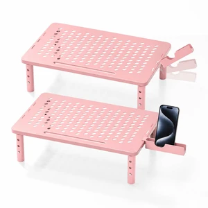Canyora Computer Monitor Stand Riser for Desk, 3 Height Adjustable PC Laptop TV Desktop Monitor Stand Shelf, Metal Printer Table with Phone Holder, Stand Riser for Desk, Office Desk Organizers and Acc Canyora Computer Monitor Stand Riser for Desk, 3 Height Adjustable PC Laptop TV Desktop Monitor Stand Shelf, Metal Printer Table with Phone Holder, Stand Riser for Desk, Office Desk Organizers and Acc
