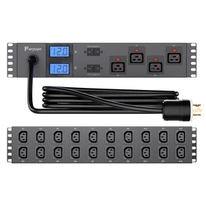 Faryuan 2U Front/Rear Metered Rack PDU, 30A 208V/240V, 24 Outlets (4 Front Auto-Lock C19, 20 Rear C13), Dual Meters, Dual UL489 Breakers, 15ft, L6-30P, for GPU Clusters & ASIC MiningAI Servers Faryuan 2U Front/Rear Metered Rack PDU, 30A 208V/240V, 24 Outlets (4 Front Auto-Lock C19, 20 Rear C13), Dual Meters, Dual UL489 Breakers, 15ft, L6-30P, for GPU Clusters & ASIC MiningAI Servers