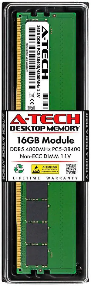 A-Tech 16GB DDR5 4800MHz PC5-38400 CL40 UDIMM 1.1V Non-ECC Unbuffered DIMM 288-Pin Desktop PC/Computer RAM Memory Upgrade Module