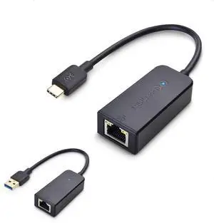 Cable Matters Plug & Play USB to Ethernet Adapter (USB 3.0 to Gigabit Ethernet) & Plug & Play USB C to Ethernet Adapter (Thunderbolt to Ethernet Adapter, Gigabit Ethernet to USB C) in Black