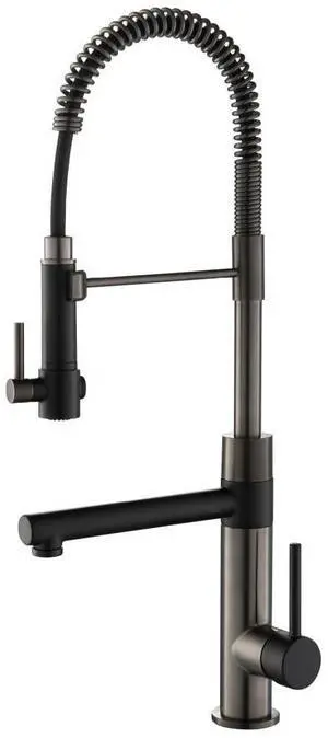Kraus KPF-1603MBSB Artec Pro 2-Function Commercial Style Pre-Rinse Kitchen Faucet with Pull-Down Spring Spout and Pot Filler, Matte Black/Black Stainless Steel