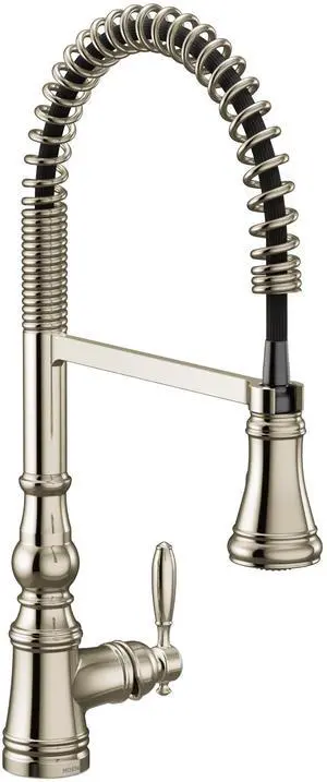 Moen S73104NL Weymouth One-Handle Spring Pulldown Kitchen Faucet with Power Boost, Polished Nickel