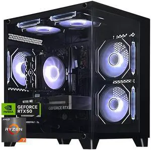 ALCPOK Gaming PC Desktop,AMD Ryzen 7 5700X 3.4GHz,RTX5060 8GB GDDR7 DLSS4,32GB DDR4 RAM 3200MHz,1TB NVME SSD,ARGB Cooling Fan,Supply WiFi Support Prebuilt Gaming Computer with