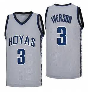 Men's Georgetown Collegiate Athletic Embroidered Allen_Iverson #3 Retro Basketball Jersey X-Large Blue