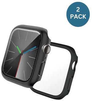 Qixxronics 2-PACK for Apple Watch Series 7/8/9 Case [41mm], Built-in Tempered Glass Screen Protector