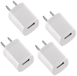 Qixxronics USB Wall Charger Cube, 1A/5V USB Adapter Block, USB Adapter Power Plug Charging Base Replacement for iPhone 14/13/11/12 XS/XS Max/X/8/7/6, Galaxy S9/S8/S8 Plus, Moto, Kindle, LG 4 Packs