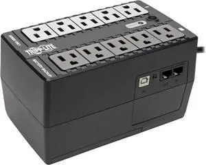 Tripp Lite 550VA UPS Battery Backup Uninterruptible Power Supply Surge Protector, 10 Outlets, Dataline Protection, USB Monitoring, Home & Office, 3-Year Warranty & $100,000 Insurance (INTERNET550U)