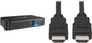 Tripp Lite SMART1500LCD 1500VA UPS Smart Battery Backup & Surge Protector, 900W & High Speed HDMI Cable with Ethernet, Ultra HD 4K x 2K, Digital Video with Audio (M/M)