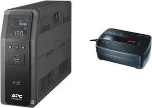 APC UPS 1500VA Sine Wave UPS Battery Backup & UPS Battery Backup Surge Protector, BE650G1 Surge Protector with Battery Backup, Dataline Protection, Backup Battery Power Supply