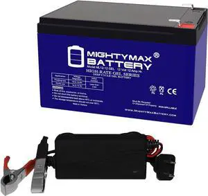 Mighty Max Battery 12V 12AH Gel F2 Replacement Battery Compatible with APC Smart-UPS SC 620VA UPS + 12V Charger