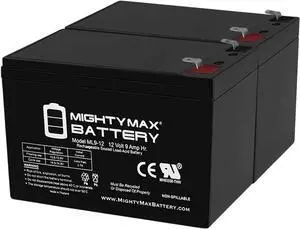 Mighty Max Battery 12V 9Ah SLA Replacement Battery for APC Smart-UPS SU1400RMJ2U - 2Pack