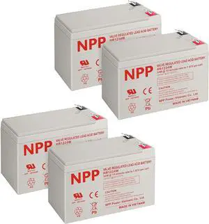 NPP High Rate FR HR1234W (F2, 4Pcs) 204Watts High Rate Battery Replace 12V 9Ah 12V 34Watts/Cell AGM Sealed Lead Acid Rechargeable for Back-UPS Flame Retardant UPS