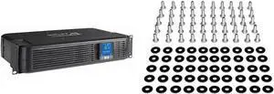 Tripp Lite SMART1500LCD 1500VA UPS Smart Battery Backup & Surge Protector, 900W, 8 Outlets & SRSCREWS Rack Enclosure Server Cabinet Threaded Hole Hardware Kit