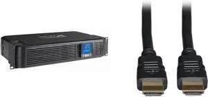 Tripp Lite SMART1500LCD 1500VA UPS Smart Battery Backup & Surge Protector, 900W & High Speed HDMI Cable with Ethernet, Ultra HD 4K x 2K, Digital Video with Audio (M/M)