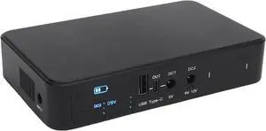 Backup Battery Power Supply with Protection, Emergency Power for Security Cameras, Routers, Compact Black