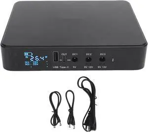 Hilitand Uninterruptible Power Supply, UPS Battery Backup Built in Adapter 10400mAh USB Type C 5V DC 5V 9V 12V with Digital Display for Cameras, Routers (US Plug)