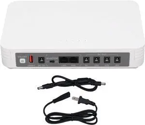 Eujgoov Mini UPS 8000mAh Large Capacity Continuous Uninterruptible Power Supply English Voice Announcement Output Voltage 5V 9V 12V POE 15V POE 24V Router Continuous Backup Power Supply (US Plug)