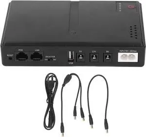 UPS Battery, Mini Backup Power Supply with 36W Output for Router Camera, 5V 9V 12V 2A DC Compact Uninterruptible Power Module for Home Network Devices