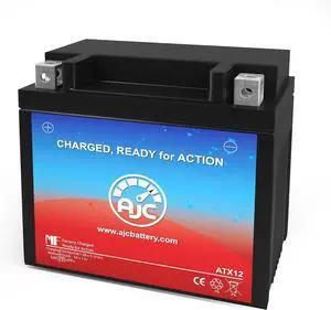 AJC Battery Compatible with Mighty Max YTX12-BS Powersports Battery