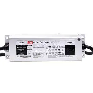 XLG-200-24-A Industrial Power Supply, 24V 8.3A 199.2W, 94% Efficient, IP67 Waterproof, 6KV/4KV Surge, -22°F-158°F, UL/CE/CB/TUV