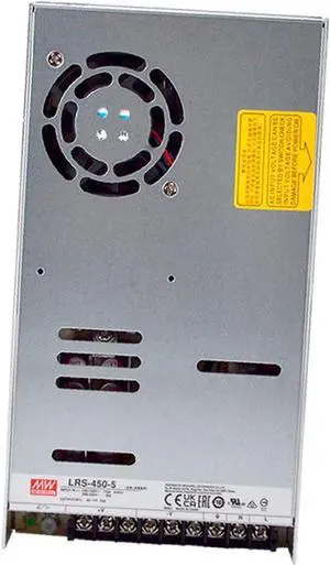 LRS-450-5 450W Single Output Power Supply 5V 75A, Universal AC Input, Industrial Grade, for Industrial Automation, Telecommunication Equipment, and Battery Charging
