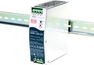 SDR-120-24 120W Single Output DIN Rail Power Supply, 24V 5A, 91% Efficiency, with PFC Function, for Industrial Control and Automation